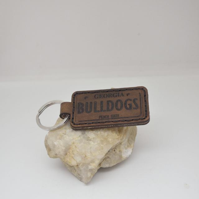 Bulldogs Georgia License Plate leather keychain.jpg